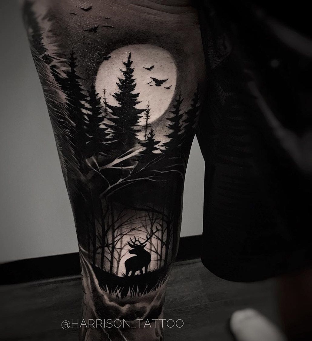 Wald tattoo rücken