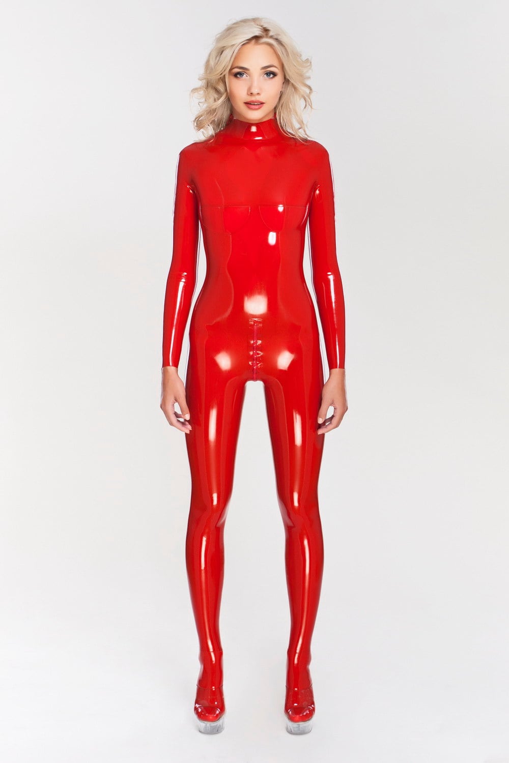 latex catsuit Red