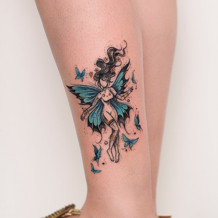 Tattoo bein schmetterling