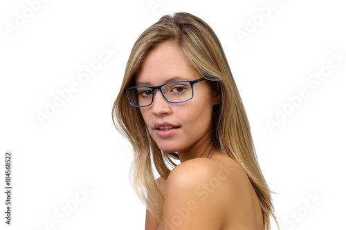 brille Blonde frau mit