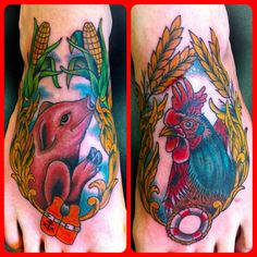 tattoo Hahn und schwein